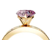 Solitaire Engagement Ring Setting for Fancy Pink Heart-Shaped Center with Channel Baguette Band and Prong Head in Yellow Gold