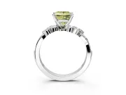 Solitaire Engagement Ring Setting for Fancy Yellow Princess Cut Center with Marquise Accent Twist Band and Prong Head in White Gold