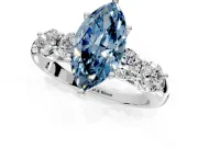 5 Stone Engagement Ring Setting for Fancy Blue Marquise Center with Graduated Accents and Prong Head in Sterling Silver