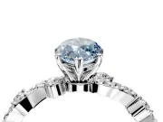 Solitaire Engagement Ring Setting for Fancy Blue Marquise Center with Bar-Station Pave Twist and Prong Head in Sterling Silver