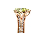 Solitaire Engagement Ring Setting for Fancy Yellow Pear-Shaped Center with Pave Rail Split Shank and Prong Head in Rose Gold