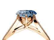 Solitaire Engagement Ring Setting for Fancy Blue Heart-Shaped Center with Cathedral Channel Band and Prong Head in Rose Gold