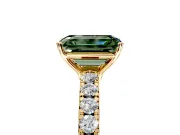 Solitaire Engagement Ring Setting for Fancy Green Emerald Cut Center with Large Accent Band and Prong Head in Yellow Gold