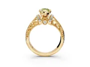 Solitaire Engagement Ring Setting for Fancy Yellow Marquise Center with Filigree Accent Basket and Prong Head in Yellow Gold