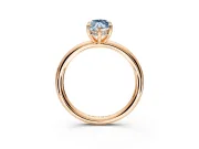 Hidden Halo Engagement Ring Setting for Fancy Blue Marquise Center with Thin Rounded Band and Prong Head in Rose Gold