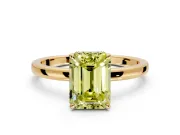Hidden Halo Engagement Ring Setting for Fancy Yellow Emerald Cut Center with Plain Band and Tall Prong Head in Yellow Gold