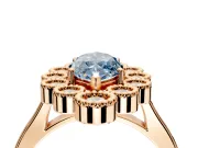 Cluster Halo Engagement Ring Setting for Fancy Blue Marquise Center with Milgrain Bezel Accents and Prong Head in Rose Gold