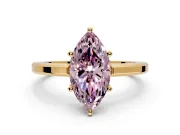 Solitaire Engagement Ring Setting for Fancy Pink Marquise Center with Flat-Sided Plain Band and Prong Head in Yellow Gold
