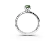 Solitaire Engagement Ring Setting for Fancy Green Pear-Shaped Center with Milgrain X Pattern Band and Prong Head in Sterling Silver