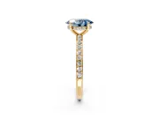 Solitaire Engagement Ring Setting for Fancy Blue Oval Center with Fine Pave Band and Prong Head in Yellow Gold