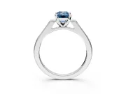 Solitaire Engagement Ring Setting for Fancy Blue Emerald Cut Center with Channel Accents and Prong Head in Sterling Silver