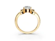 Solitaire Engagement Ring Setting for Cushion Cut Center with Twisted Band and Scroll Prong Head in Yellow Gold