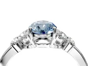 Solitaire Engagement Ring Setting for Fancy Blue Pear-Shaped Center with Marquise Flower Shoulders and Prong Head in Sterling Silver