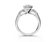 3 Stone Engagement Ring Setting for Princess Cut Center with Large Pear-Shaped Accents and Prong Head in Platinum