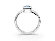 Solitaire Engagement Ring Setting for Fancy Blue Emerald Cut Center with Wide Band and Bezel Head in White Gold