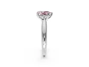 Solitaire Engagement Ring Setting for Fancy Pink Pear-Shaped Center with Reverse Tapered Band and Prong Head in Sterling Silver