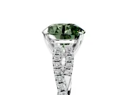 Solitaire Engagement Ring Setting for Fancy Green Round Cut Center with Twisted Pave Split Shank and Prong Head in Sterling Silver