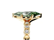 Solitaire Engagement Ring Setting for Fancy Green Marquise Center with Bezel-Dot Beaded Band and Prong Head in Yellow Gold