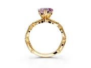 Solitaire Engagement Ring Setting for Fancy Pink Heart-Shaped Center with Marquise Panel Band and Prong Head in Yellow Gold