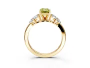 Leaf Cluster Engagement Ring Setting for Fancy Yellow Emerald Cut Center with Marquise Accents and Prong Head in Yellow Gold