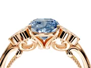 Cluster Engagement Ring Setting for Fancy Blue Cushion Cut Center with Bezel Accent Clusters and Prong Head in Rose Gold