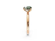 Hidden Halo Engagement Ring Setting for Fancy Green Heart-Shaped Center with Thin Round-Wire Band and Prong Head in Rose Gold