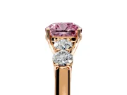 5 Stone Engagement Ring Setting for Fancy Pink Cushion Cut Center with Equal Close-Set Accents and Prong Head in Rose Gold