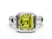 Solitaire Engagement Ring Setting for Fancy Yellow Asscher Cut Center with Wide Band and Bezel Head in Sterling Silver