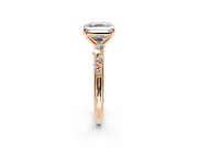 Cluster Engagement Ring Setting for Asscher Cut Center with Round Cut Accent Band and Prong Head in Rose Gold
