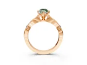 Solitaire Engagement Ring Setting for Fancy Green Marquise Center with Carved Leaf Shoulders and Prong Head in Rose Gold