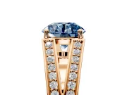 Split Shank Engagement Ring Setting for Fancy Blue Round Cut Center with Pave Split Shank and Prong Head in Rose Gold