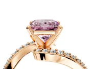 Solitaire Engagement Ring Setting for Fancy Pink Princess Cut Center with Pave Bypass Swirl Band and Prong Head in Rose Gold