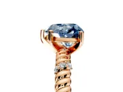 Rope Engagement Ring Setting for Fancy Blue Heart-Shaped Center with Accent Shoulders and Prong Head in Rose Gold