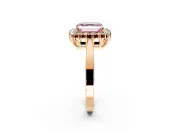 Starburst Halo Engagement Ring Setting for Fancy Pink Asscher Cut Center with Flat Cathedral Band and Prong Head in Rose Gold