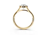 Solitaire Engagement Ring Setting for Oval Center with V Split Shank and Bezel Head in Yellow Gold