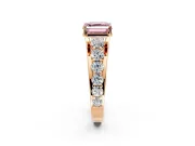 Solitaire Engagement Ring Setting for Fancy Pink Asscher Cut Center with Graduated Shared Prongs and Prong Head in Rose Gold