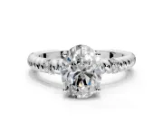 Rope Engagement Ring Setting for Oval Center with Accent Shoulders and Prong Head in Sterling Silver