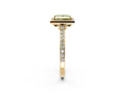 Halo Engagement Ring Setting for Fancy Yellow Princess Cut Center with Pave Accents, Heart Basket and Prong Head in Yellow Gold