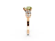 Cluster Engagement Ring Setting for Fancy Yellow Heart-Shaped Center with 2-Row Shoulder Clusters and Prong Head in Rose Gold