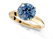 Solitaire Engagement Ring Setting for Fancy Blue Round Cut Center with Wide Knife Ridge Band and Prong Head in Yellow Gold