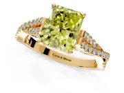 Solitaire Engagement Ring Setting for Fancy Yellow Radiant Cut Center with Twisted Pave Split Shank and Prong Head in Yellow Gold