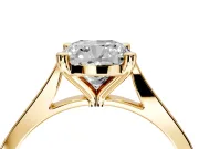 Solitaire Engagement Ring Setting for Cushion Cut Center with Tapered Shoulders and Prong Head in Yellow Gold
