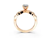 Solitaire Engagement Ring Setting for Emerald Cut Center with Criss-Cross Accent Band and Prong Head in Rose Gold