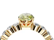 Shared-Prong Engagement Ring Setting for Fancy Yellow Marquise Center with Graduated Accents and Prong Head in Yellow Gold