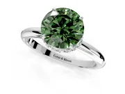 Hidden Halo Engagement Ring Setting for Fancy Green Round Cut Center with Plain Rounded Band and Prong Head in Platinum
