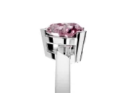 Solitaire Engagement Ring Setting for Fancy Pink Heart-Shaped Center with Plain Band and Flat Tab Prong Head in Sterling Silver