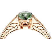 Split Shank Engagement Ring Setting for Fancy Green Pear-Shaped Center with Pave Split Shank and Prong Head in Rose Gold
