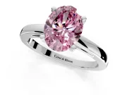 Solitaire Engagement Ring Setting for Fancy Pink Oval Center with Basket Rail and Prong Head in Platinum