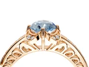 Floral Engagement Ring Setting for Fancy Blue Pear-Shaped Center with Four Accent Clusters and Prong Head in Rose Gold