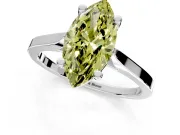 Solitaire Engagement Ring Setting for Fancy Yellow Marquise Center with Tapered Shoulders and Prong Head in Platinum